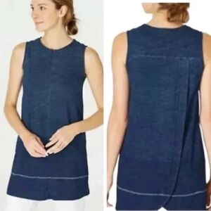 Pure Jill Indigo Blue Low Tide Sleeveless Tunic Medium